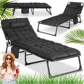 Kerti napozóágy Turista Összecsukható napozóágy Ágy Fekete Saturn