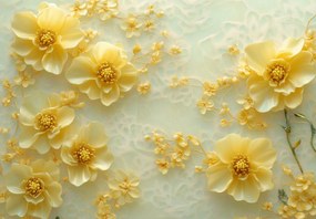 Fotótapéta - Lágy 3D sárga virágok (147x102 cm)