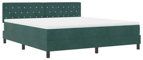 Boxspring Ágy Matrac &amp; LED Sötét Zöld 180x200 cm Bársonyos