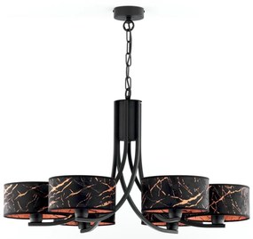 Jupiter 2108- Láncos csillár ARTHUR 6xE27/15W/230V fekete/narancssárga/márványhatás