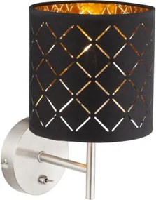 Globo 15229W Falikar textil,fekete-arany, BxH:150x260, AL:190, exkl. 1xE14 40W 230V