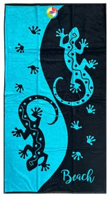 Salina gekkó kék-fekete strandtörölköző