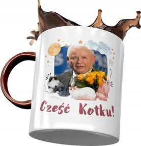 Bordó bögre Jaroslaw Kaczynski PiS Ajándék Nyomtatott Fotóval