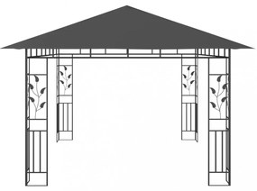 antracitszürke pavilon szúnyoghálóval 4 x 3 x 2,73 m 180 g/m²