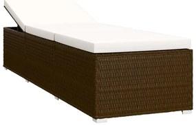3 részes barna polyrattan kerti napozóágy szett asztallal