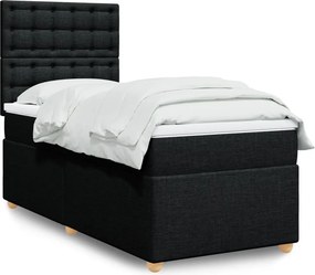 vidaXL fekete szövet rugós ágy matraccal 90x190 cm