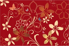Flizelin fotótapéta Virágok és pillangók piros háttér 368x254 +ragasztó