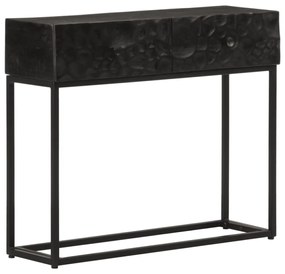 fekete tömör mangófa és vas tálalóasztal 90 x 30 x 76 cm