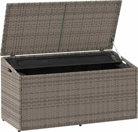 Szürke Polyrattan Kerti Tárolóláda 110 X 50 X 58 Cm