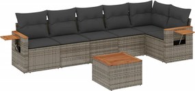 vidaXL 7 részes szürke polyrattan kerti ülőgarnitúra párnákkal
