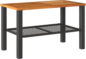 vidaXL fekete polyrattan és akácfa kerti asztal 70 x 38 x 42 cm