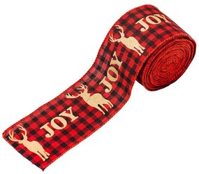 Karácsonyi JOY szalag 5 cm x 5 m, piros