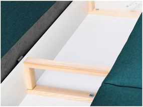 Ancolie türkiz kihúzható kanapé ágyneműtartóval, 215 cm - Mazzini Sofas