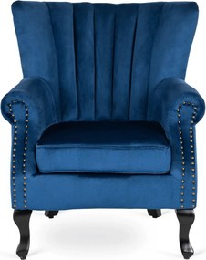 Fotel sötétkék bársony kárpittal – MALLO
