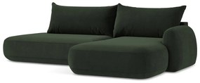 Sötétzöld kinyitható sarokkanapé (jobb oldali-heverő résszel) Hale – Makamii
