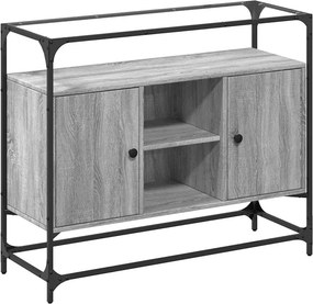 vidaXL szürke sonoma szerelt fa tálalószekrény üveglappal 98x35x81 cm