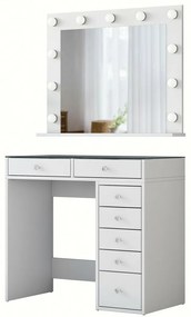 Verona White üveglapos kozmetikai asztal