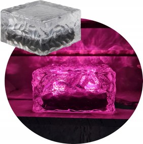 Kerti Lámpa Napelemes Kocka Led Üveg Rózsaszín