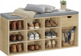 Cipőtartó pad szürke ülőkével és fiókkal TAYLOR ARTISAN 104x30x48 cm, fehér