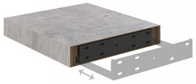 betonszürke MDF lebegő fali polc 23 x 23,5 x 3,8 cm