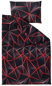 Pamut ágynemű PENELOPE PIROS fekete Ágyneműhuzat mérete: 70 x 90 cm | 140 x 200 cm
