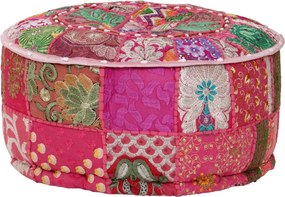 vidaXL kézzel készült kerek rózsaszín pamut patchwork puff 40 x 20 cm