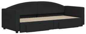 fekete kihúzható szövet heverő fiókokkal 80 x 200 cm