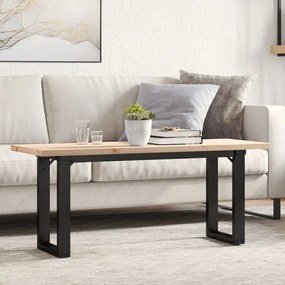 Tömör fenyőfa és acél O-vázú dohányzóasztal 110x40x45,5 cm