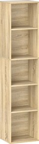 HOMCOM Könyvespolc, 5-Rétegű Tárolópolc, állítható polcokkal a nappaliba, hálószobába, irodába, 30 x 24 x 133,5 cm, Természetes Fa | Aosom