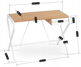 Íróasztal Aranytölgy/Fehér Színben. MEG