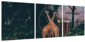 Két zsiráf képe (órával) (90x30 cm)