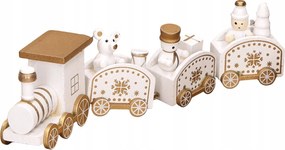 Dekoratív karácsonyi vonat fehér-arany figurákkal 25 x 6 cm