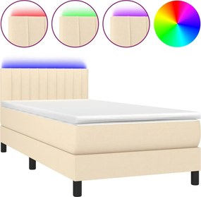 vidaXL krémszínű szövet rugós és LED-es ágy matraccal 100x200 cm