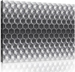 Vászonkép 100x75 Absztrakt geometria hatszögek háromdimenziós illúzió szürke