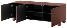 Sonatia II háromajtós TV szekrény, gömblábakon - 150 cm - bordó