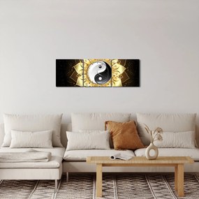 Kép - arany yin-yang (órával) (90x30 cm)