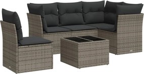vidaXL 6 részes szürke polyrattan kerti ülőgarnitúra párnákkal