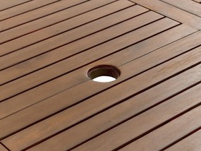 Sötétbarna akácfa kihúzható étkezőasztal 160 / 220 x 90 cm AMANTEA Beliani