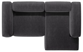 Sötétszürke kordbársony sarokkanapé (jobb oldali-heverő résszel) Bergano – Cosmopolitan Design