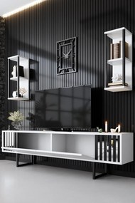 TV-állvány, fehér-fekete, 180 cm – TR618BLY1143