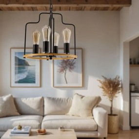 Láncos csillár DATUS 4xE27/40W/230V fekete/barna