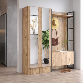 Natúr színű előszoba bútor borovi fenyő dekorral Yvette – Kalune Design