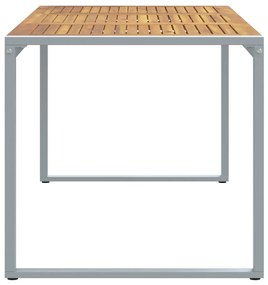 Kültéri Étkezőasztal Szürke 180x90x75 cm Acél és Tömör Akác Fa