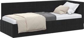vidaXL Sarokágy keret fejtámlával Fekete 80 cm x 200 cm Bársony