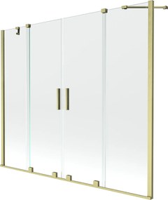 Mexen Velar Duo, 2 szárnyas eltolható kádparaván 200 x 150 cm, 8mm átlátszó üveg, arany matt profil, 896-200-000-02-55