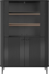 Vesper négyajtós vitrin 103 cm - fekete / fekete lábak