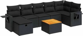 vidaXL 8 részes fekete polyrattan kerti ülőgarnitúra párnákkal