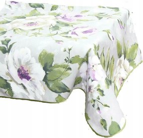 Abrosz dekoratív 140x300 szürke zöld lila levelek virágok szegéllyel