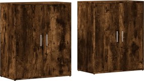 vidaXL 2 db füstös tölgy színű szerelt fa tálalószekrény 60x31x70 cm