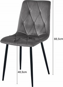 AKCIÓ Világos bézs bársony étkezőszék LIBRA fekete lábakkal II. osztály